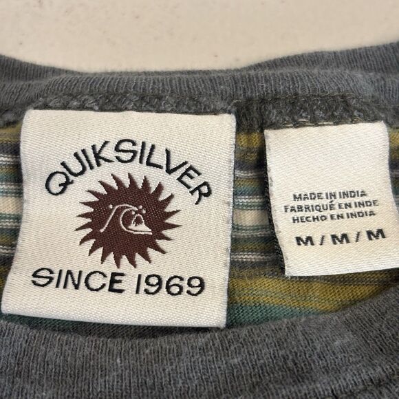 Quiksilver Striped Pocket T Shirt Men's M 90s Style Surf Skate Retro - Picture 6 of 9